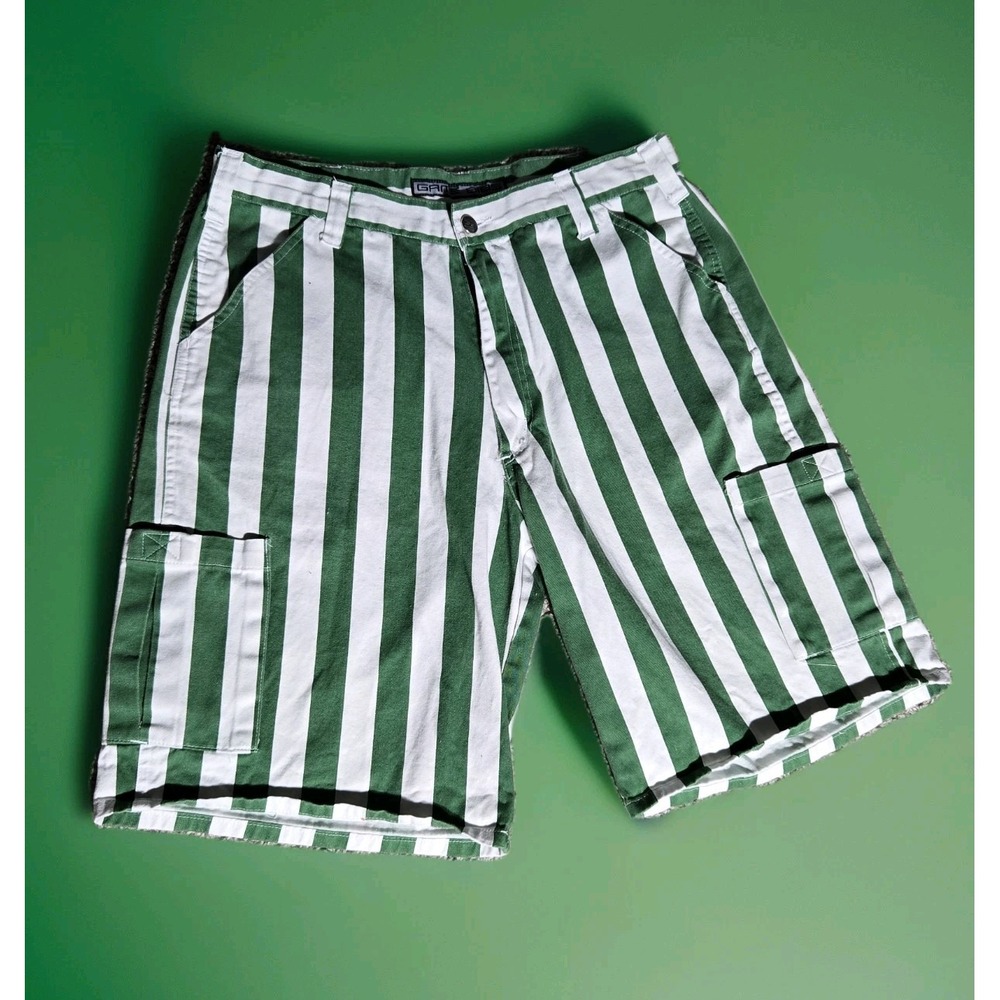 GAME BIBS Cargo Shorts Mens Sz 34 Pockets Green White St. Patrick's Day Sports‎